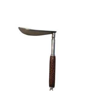 Vintage Silver Tone Brown Crocodile Pattern Handle Shoe Horn Eclectic Grandpa